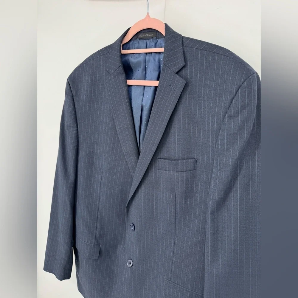 Collection By Michael Strahan Navy Pinstripe Blazer Suit Jacket Size 48 Long